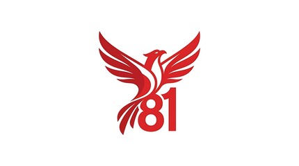 Fototapeta premium Abstract Red Bird with Eagle Wings Heart Symbol Vector Illustration in Tribal Tattoo Style for Logo Icon and Flying Animal Design