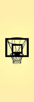 Silhouette of a black vector basketball hoop with various style hoops and goal nets, black, silhouette