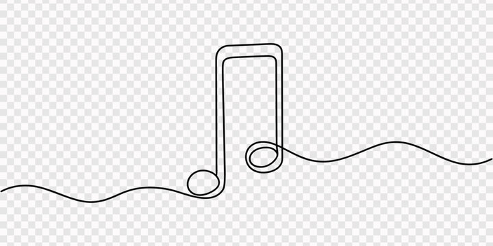 musical note continuous one line drawing, Music note continuous one line art featuring a musical note drawn in a single continuous line. Clean modern outline vector illustration with a minimalist 