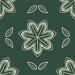 Fototapeta premium green floral geometric seamless pattern
