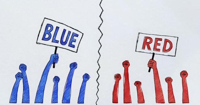 Political Polarization and Social Division Between Red and Blue Groups - Red vs Blue