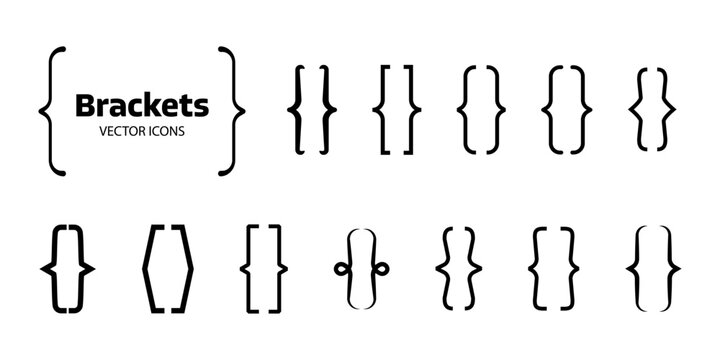 Various Bracket Icons Collection Brackets braces parentheses curly