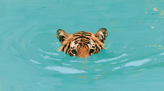 Winner emerging from calm waters: A surreal tiger portrait of unique empowerment