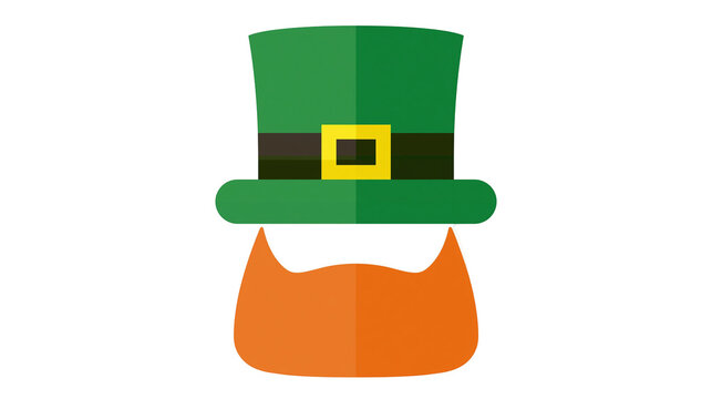 Green leprechaun hat with orange beard and yellow buckle