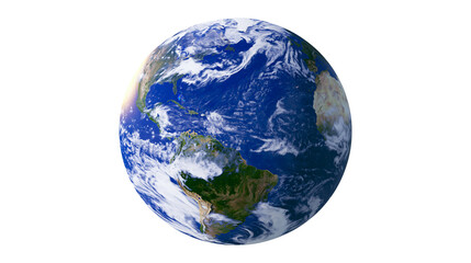 Planet Earth with swirling clouds and visible continents © Lubos