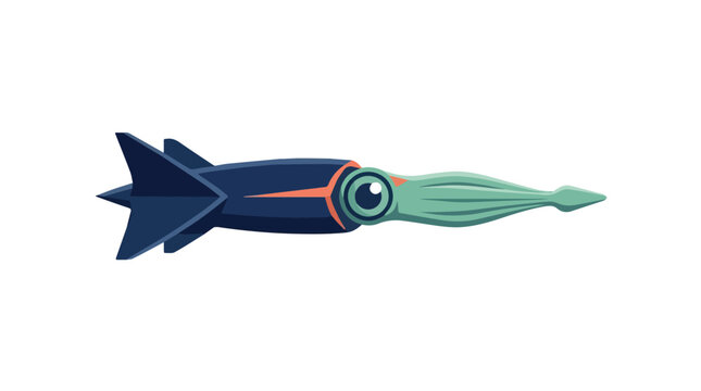 Colorful cartoon rocket ship with blue and green hues launching into space with smoke trail and vivid clouds