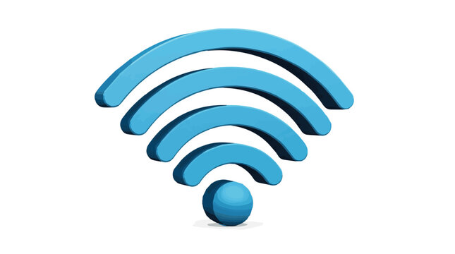 Digital Wi Fi icon symbol in blue on black background representing wireless internet connection