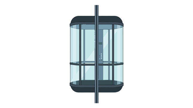 modern glass elevator shaft with sleek blue and gray tones in a minimalistic design for architectural and construction themes