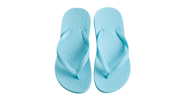Light blue flip-flops with textured soles and straps