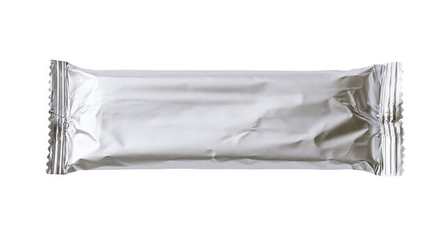 Silver foil wrapper for snack bar or candy