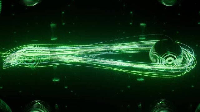 3d rendered animation of entangled particles in a quantum environment.