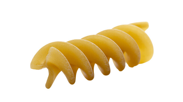 Golden fusilli pasta spirals close-up