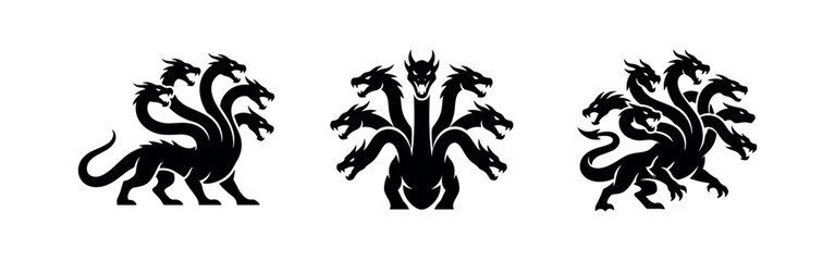 Fototapeta premium Lernaean Hydra mythical creature icon set