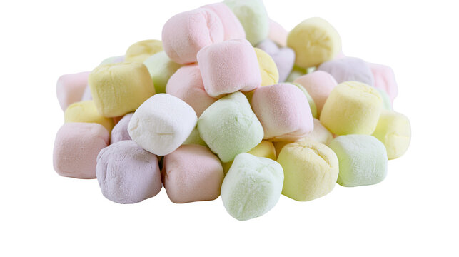 Pile of pastel colored mini marshmallows