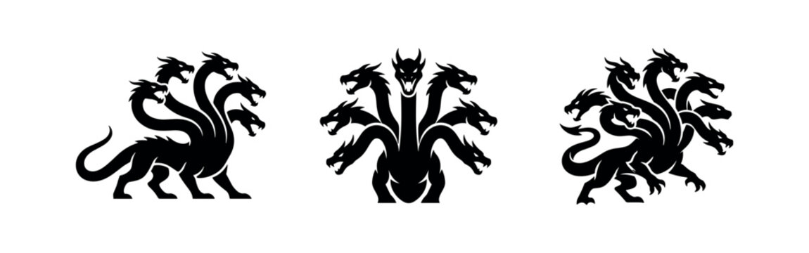 Lernaean Hydra mythical creature icon set