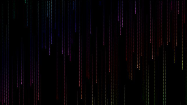 Abstract Rainbow Dashed Digital Rainfalls Vertical Streaks Background