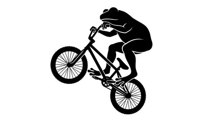 Obraz premium Silhouette of a frog performing a wheelie on a BMX bike