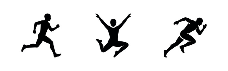 Obraz premium Dynamic Running, Jumping and Sprinting Athlete Silhouettes