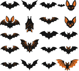 Obraz premium Spooky Halloween Bat Silhouette Vector Graphics Collection