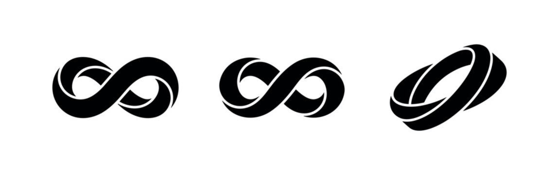 Infinity symbol vector icon set. Loop, mobius, and eternal logo design.