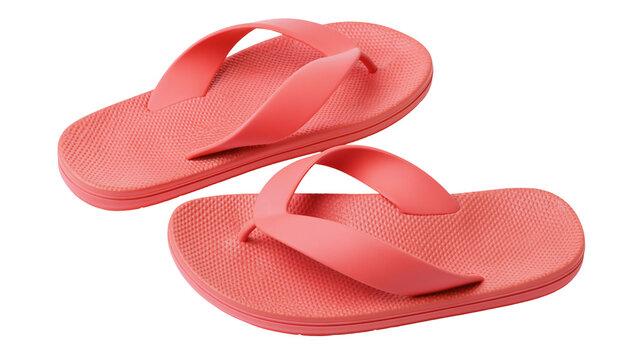 Coral pink flip-flops with textured soles