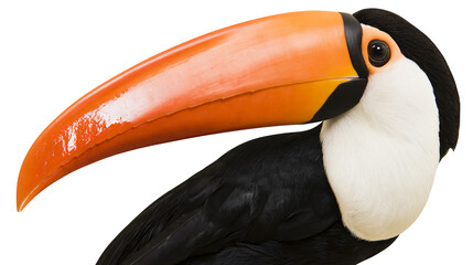 Toco Toucan with large orange beak and white chest © Rowan