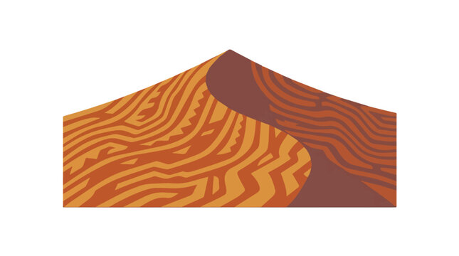 illustration of desert dunes with warm orange and brown tones featuring flowing sand patterns in a minimalist style