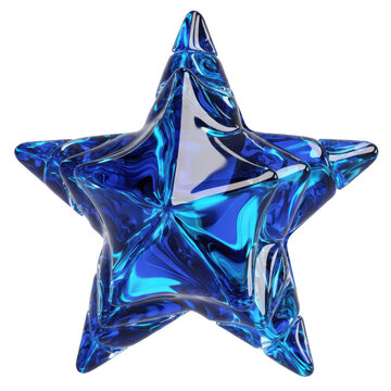 Panoramic blue star isolated on white background
