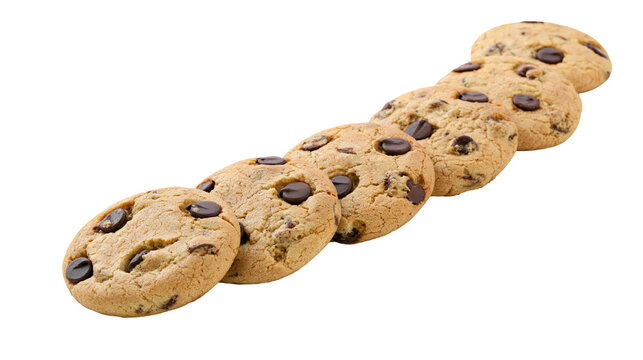 Row of Chocolate Chip Cookies