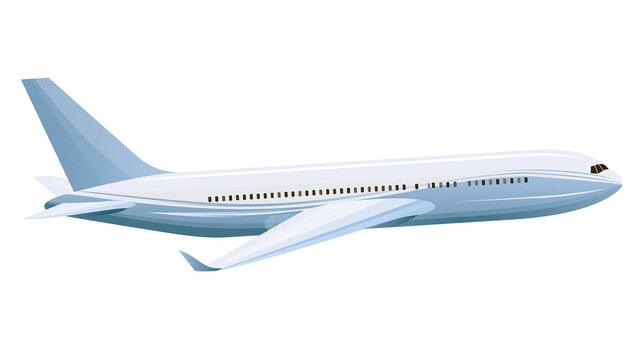 Modern passenger jet airplane flying side view