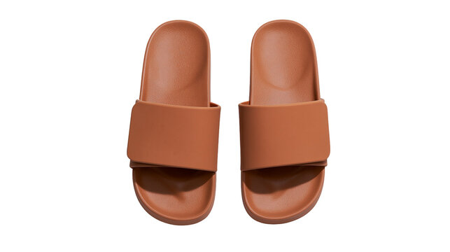 Pair of brown rubber slide sandals