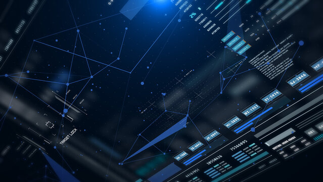 Technology digital futuristic cyberspace data network structure concept. Blue future scifi transmission illustration background.