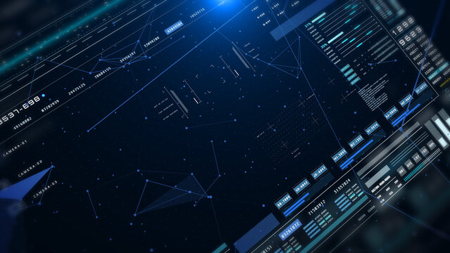 HUD futuristic rotation circle crosshair element with digital data dashboard, chart for business development platform, game, technology illustration.