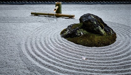 Obraz premium Zen Garden with Bamboo Water Feature
