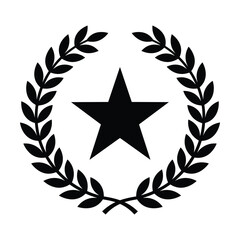 Black star icon inside laurel wreath symbol for achievement and victory design © NorStock