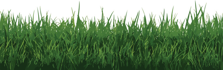 Obraz premium Cartoon Green Grass Collection Isolated on White Background