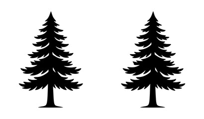 Obraz premium Pine Trees Pair Icon – Black Vector Silhouette of Two Evergreen Trees for Forest and Nature Design