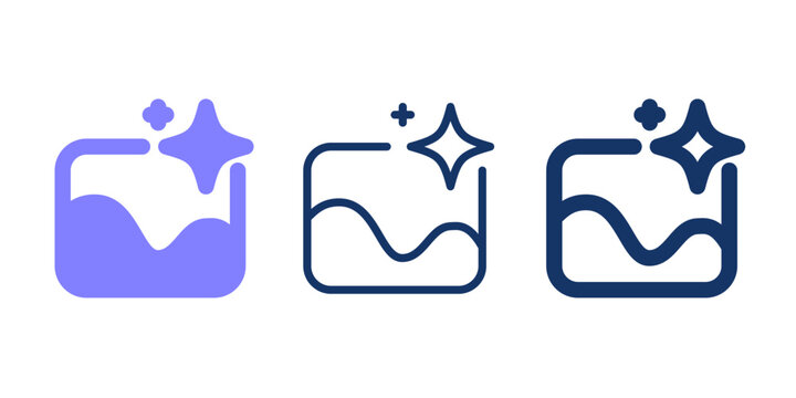 AI photo gallery line icon vector. AI enhancement vector glyph icon. 