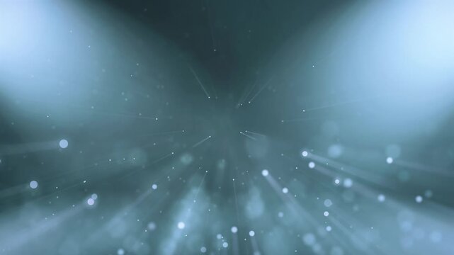Soft Blue Volumetric Light Burst with Floating Dust Particles, Ethereal Light