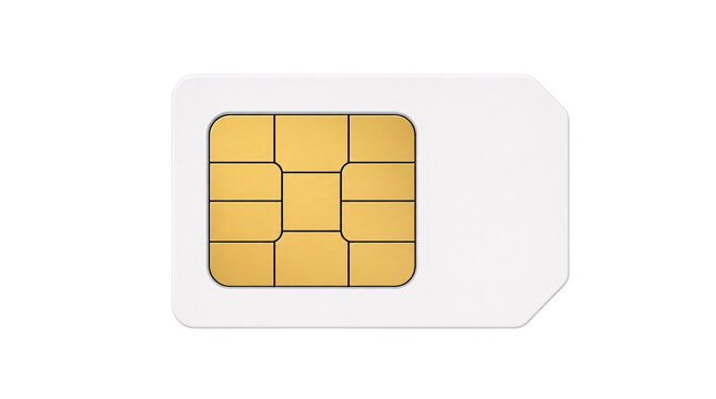 White SIM card isolated on transparent background