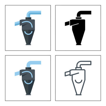 Four different vacuum cleaner icons with straws in various colors and styles for cleaning purposes  industrial design elements