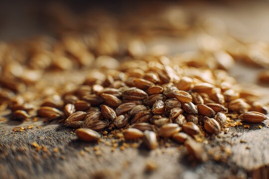Rustic background filled with dry wheat grains, detailed and natural