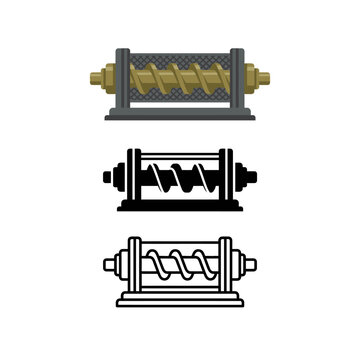 Industrial machine parts with screws and cylinders for manufacturing processes  industrial equipment