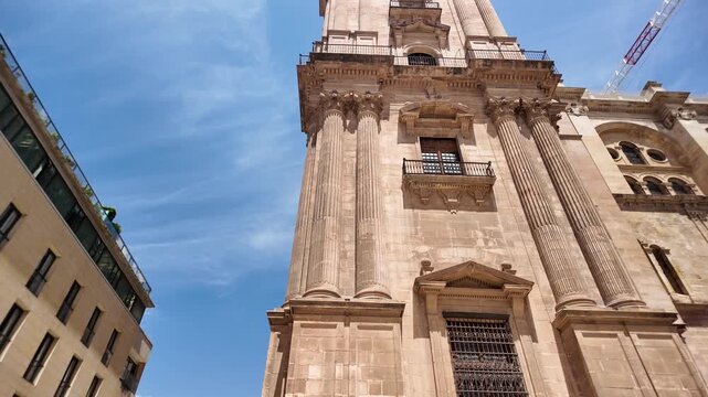 The monumental facade of Malaga Cathedral (Santa Iglesia Catedral Bas&iacute;lica de la Encarnaci&oacute;n, Cathedral of the Incarnation) is a Renaissance church in Malaga, Andalusia, southern Spain.