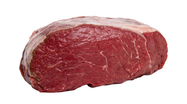 Raw beef roast with visible fat marbling and connective tissue