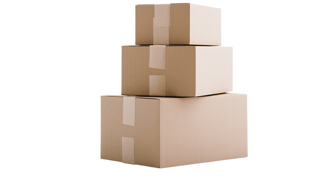 Stack of three cardboard shipping boxes