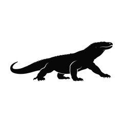 Fototapeta premium Detailed Komodo dragon lizard silhouette for exotic wildlife and nature graphics