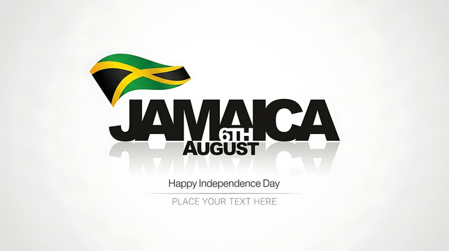 Caribbean Celebrate Jamaica Independence Day on August 6th with this elegant graphic featuring the Jamaican flag on a clean white background for