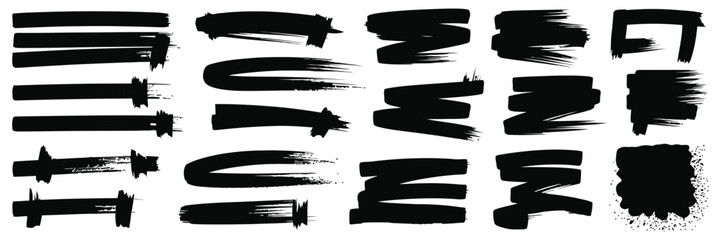 Abstract messy spray paint lines, graffiti scribble frames, black paint drips, overspray effect, grunge ink strokes, street art texture element set © Bulbuli