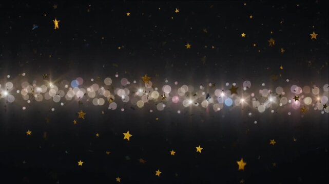 Luxury new year party background glitter bokeh light golden star confetti decoration on dark elegant festive night sky celebration design glamour abstract border sparkly magic joy